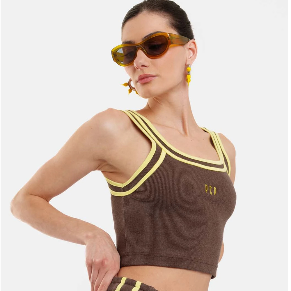 PCP Niki Rib Top Γυναικεία Αμάνικη Crop Μπλούζα - 3